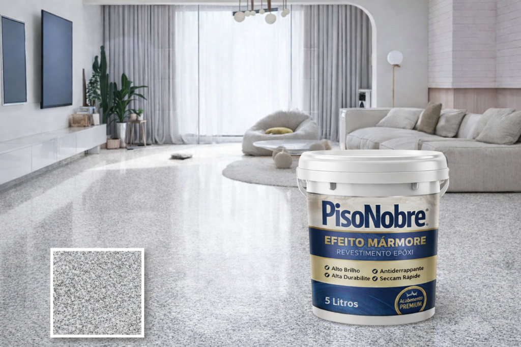 Piso Nobre: Revestimento Epóxi Efeito Mármore – Alto Brilho e Alta Durabilidade
