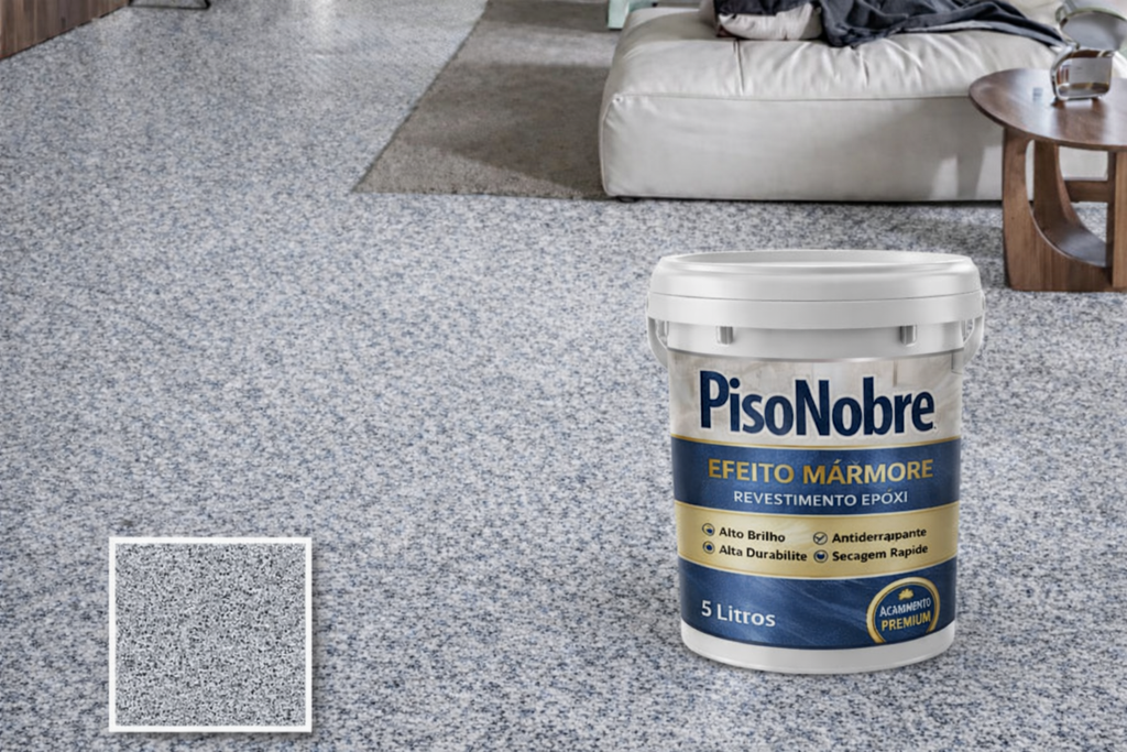 Piso Nobre: Revestimento Epóxi Efeito Mármore – Alto Brilho e Alta Durabilidade