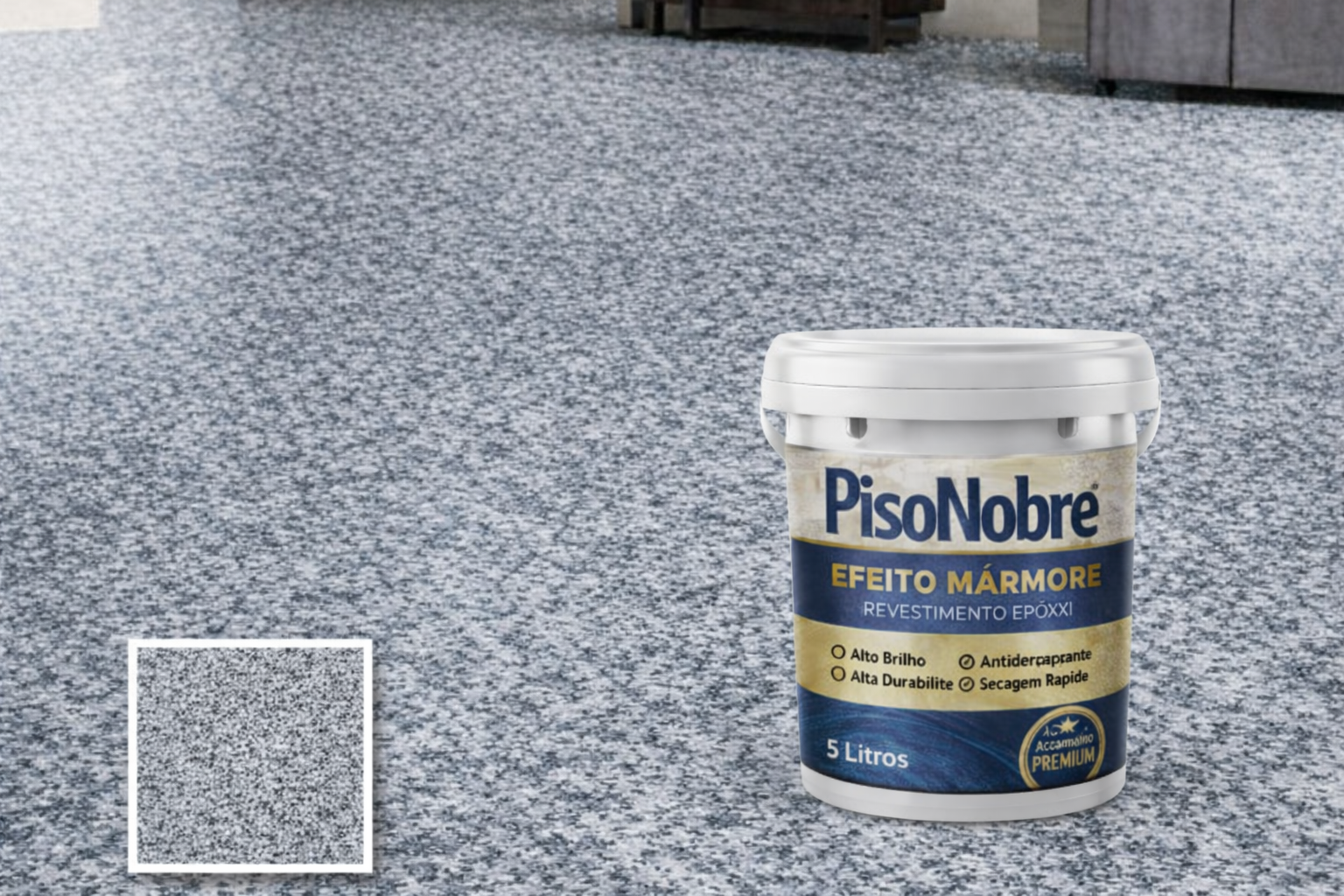 Piso Nobre Revestimento Epóxi Efeito Mármore – Alto Brilho e Alta Durabilidade