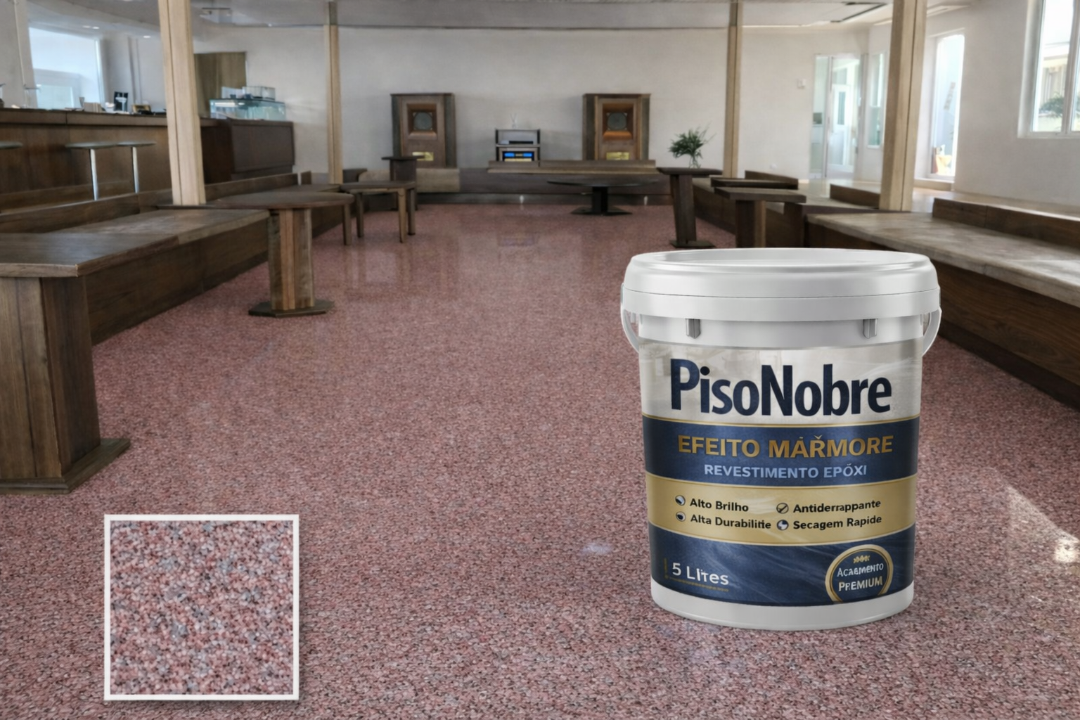 Piso Nobre Revestimento Epóxi Efeito Mármore – Alto Brilho e Alta Durabilidade