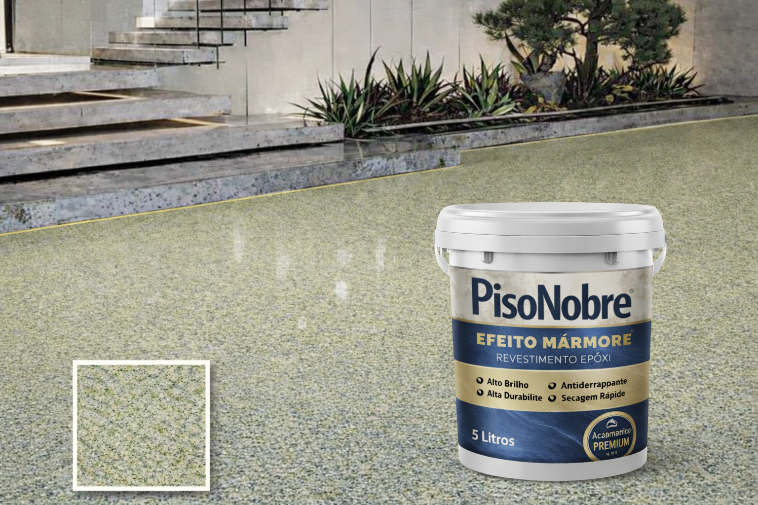 Piso Nobre Revestimento Epóxi Efeito Mármore – Alto Brilho e Alta Durabilidade