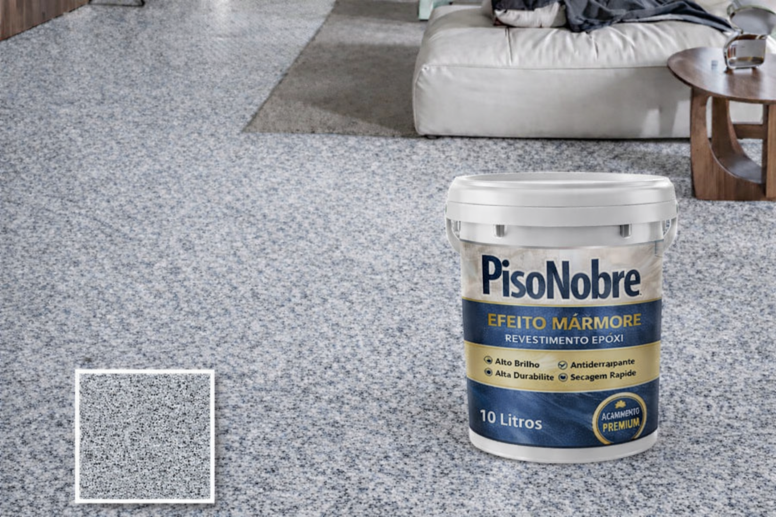 Piso Nobre Revestimento Epóxi Efeito Mármore – Alto Brilho e Alta Durabilidade