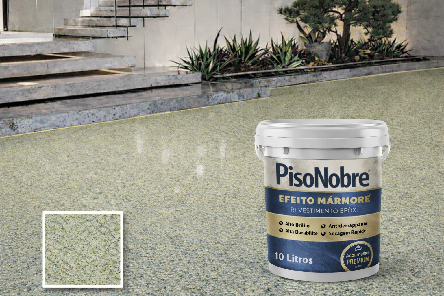 Piso Nobre Revestimento Epóxi Efeito Mármore – Alto Brilho e Alta Durabilidade