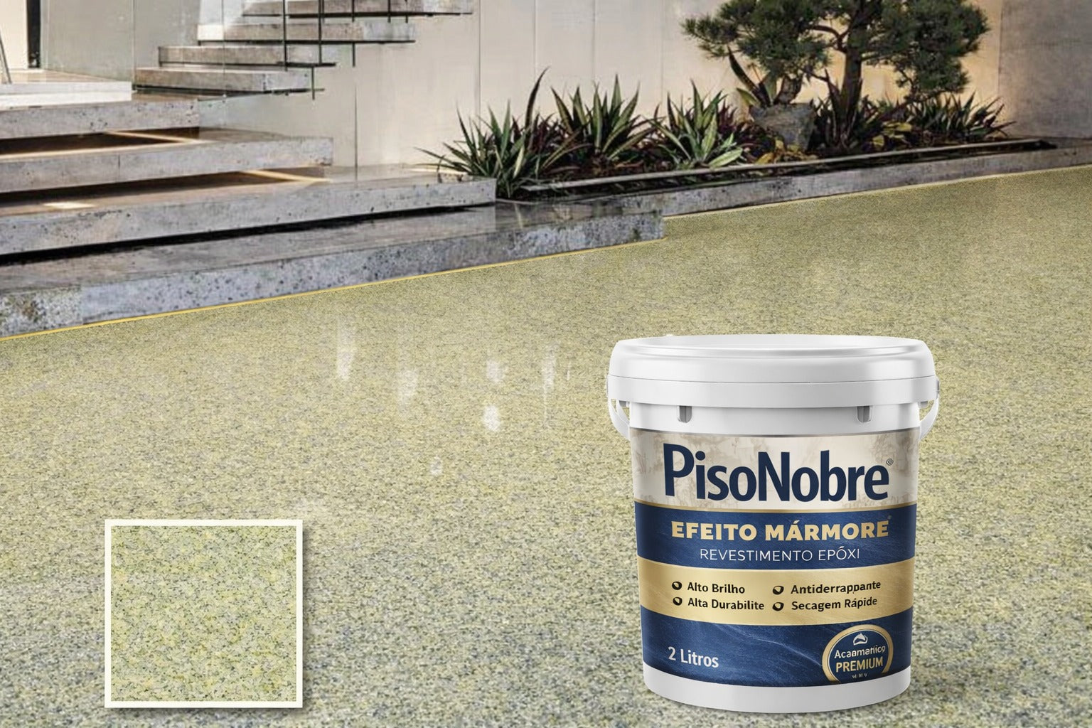 Piso Nobre Revestimento Epóxi Efeito Mármore – Alto Brilho e Alta Durabilidade