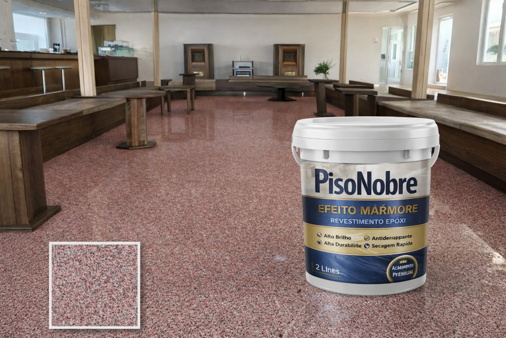 Piso Nobre: Revestimento Epóxi Efeito Mármore – Alto Brilho e Alta Durabilidade